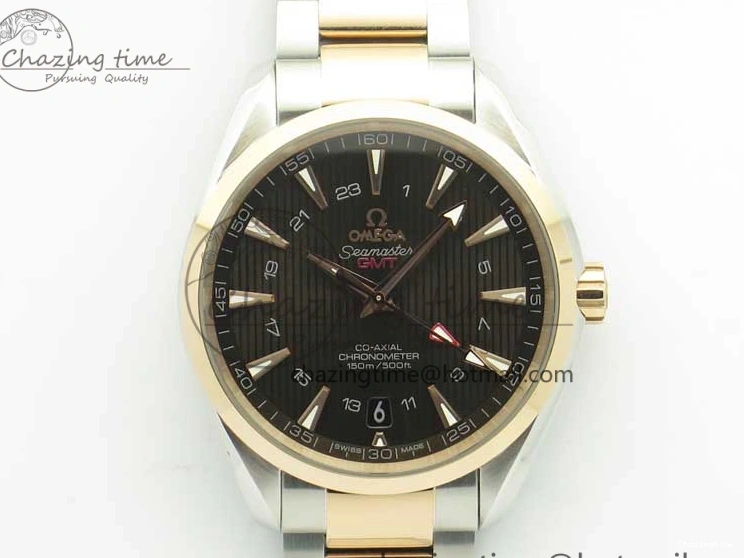 0511 Aqua Terra 150M GMT SS RG VSF 1:1 Best Edition Brown Textured Dial on SS RG Bracelet A8605 Super Clone Original 8058